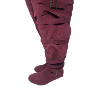 JustFab Jentry US W8 Burgundy Red Slouch Sweater Winter Boots Good Condition.